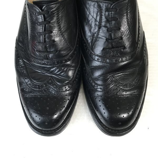 ビンテージ★ランセル/LANCEL POLO CUP★本革/フルブローグ/ウイングチップ【24.5/黒/BLACK】内羽根式/ビジネス/dress shoes◆pE-187 ビンテージ☆ランセル/LANCEL POLO CUP☆本革/フルブローグ/ウイング