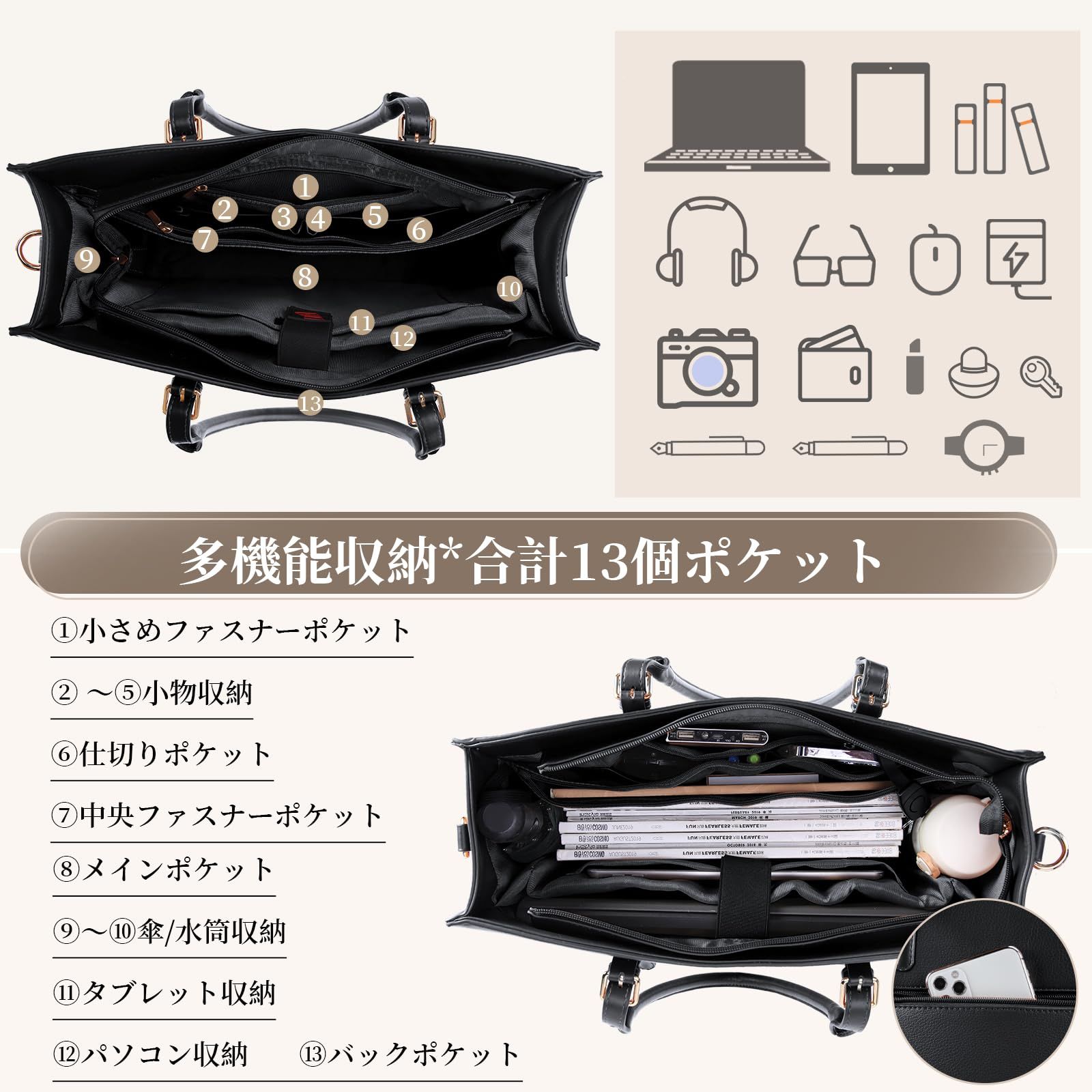 迅速発送】IGOLUMON トートバッグ レディース ビジネスバッグ 大容量