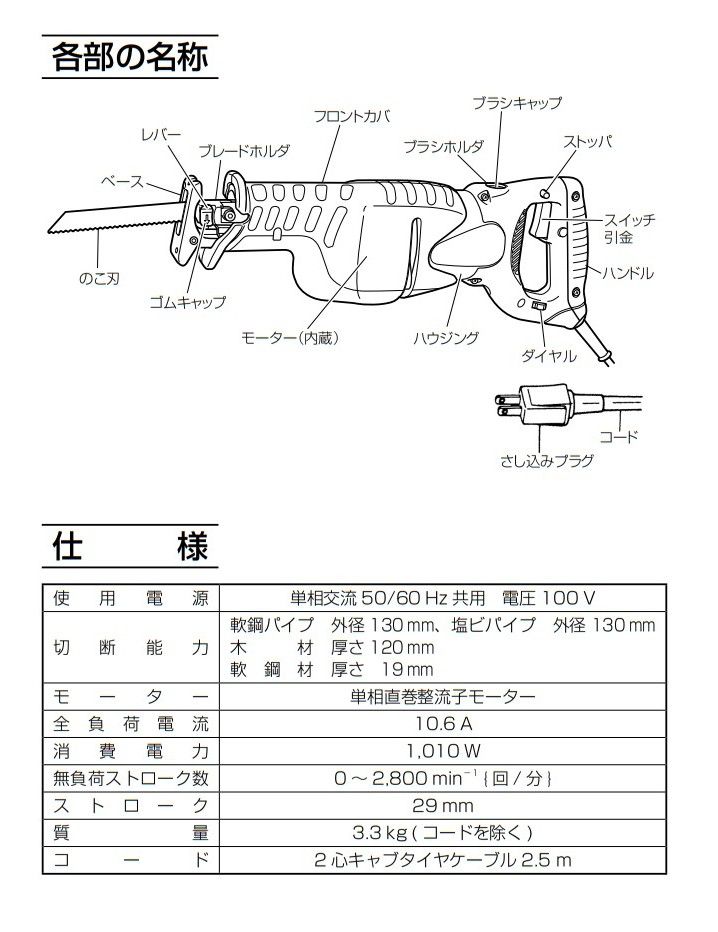 セーバソー AC100V