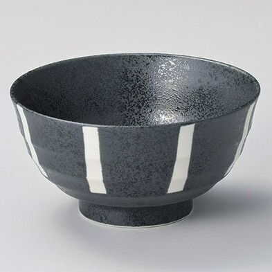 和食器 キ337-048 黒結晶ストライプ 5.5多用丼