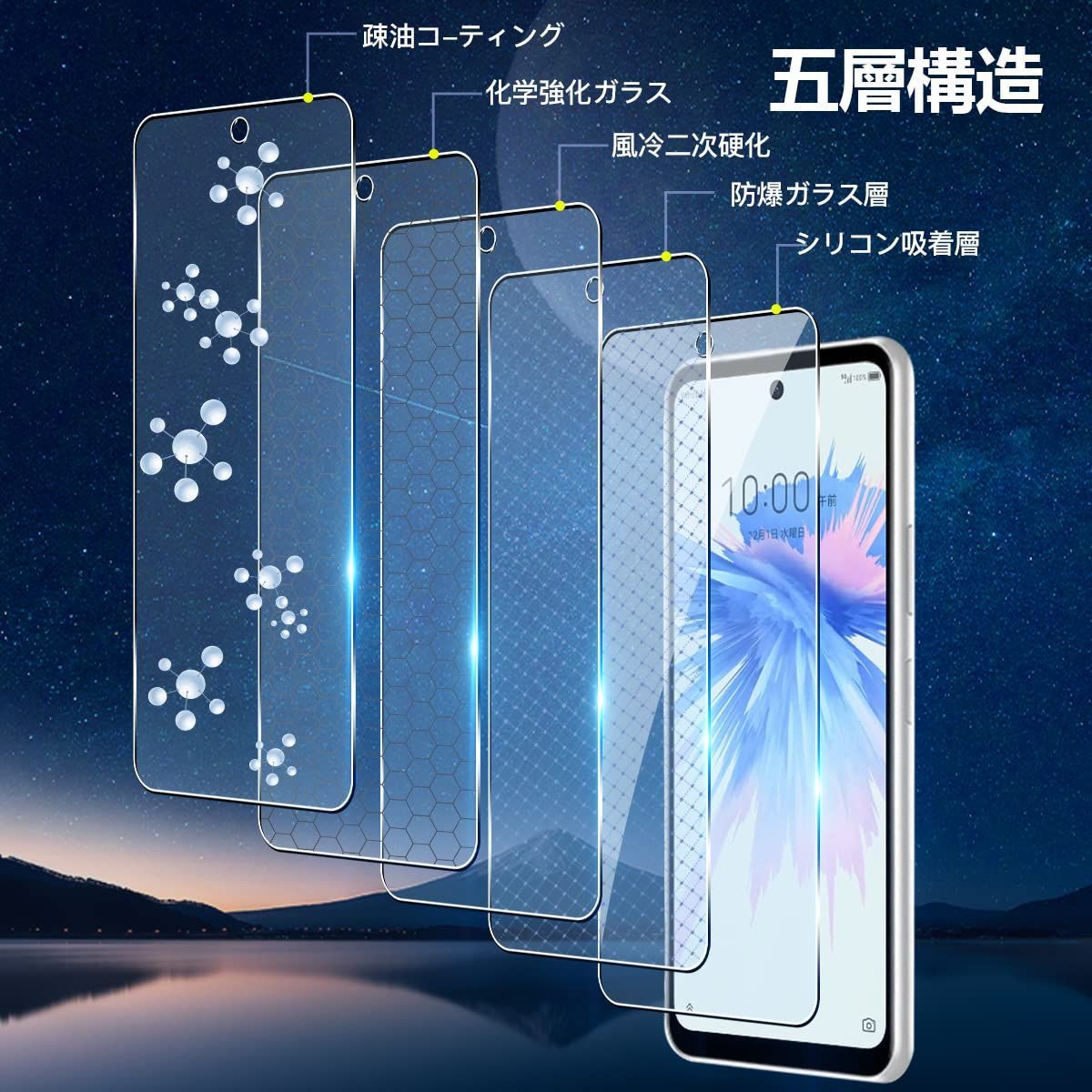 人気商品】Libero 5g ii ガラスフィルム 指紋認証対応 2枚 用 ZTE