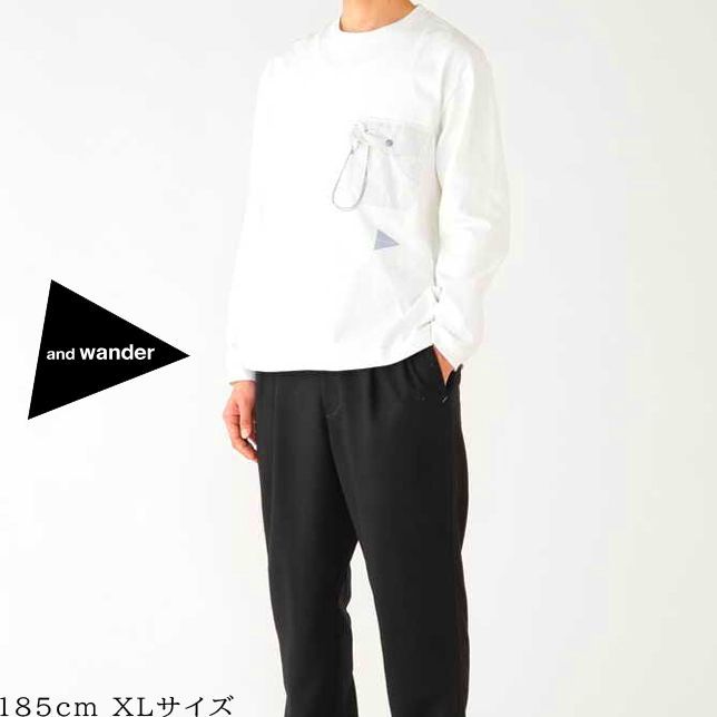 and wander アンドワンダー ヘビーコットン ポケット ロングスリーブ T 
