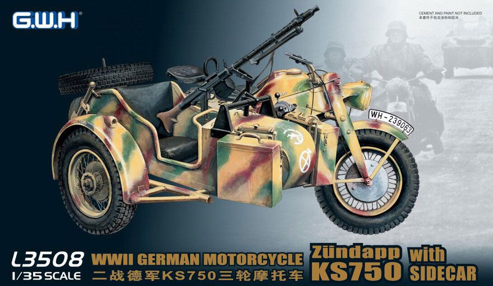 L3508 最高 グレートウォールホビー 1/35 WWII ドイツ軍用サイドカー