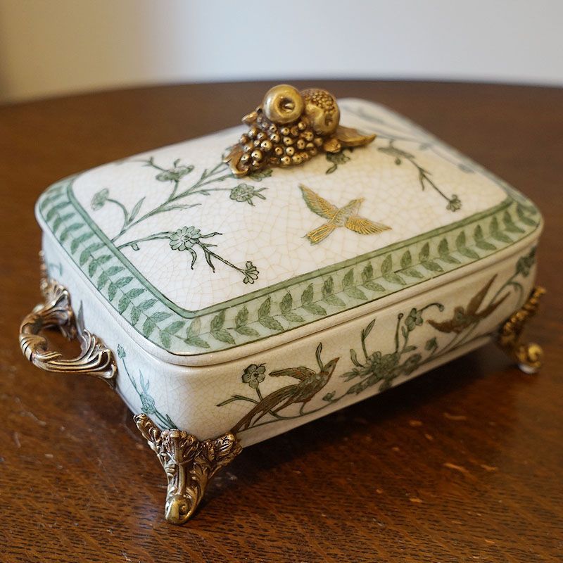 インテリア雑貨 小物入れ 置物 陶器 オブジェ 果物 取っ手付 小物入れ 手彩色 ハンドペイント テーブルウェア 小物入れ