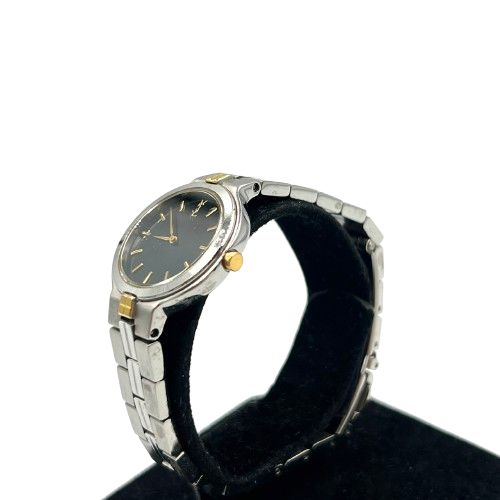 YSL イヴサンローラン 5421-H13839Y QZ 腕時計 稼働品 黒文字盤