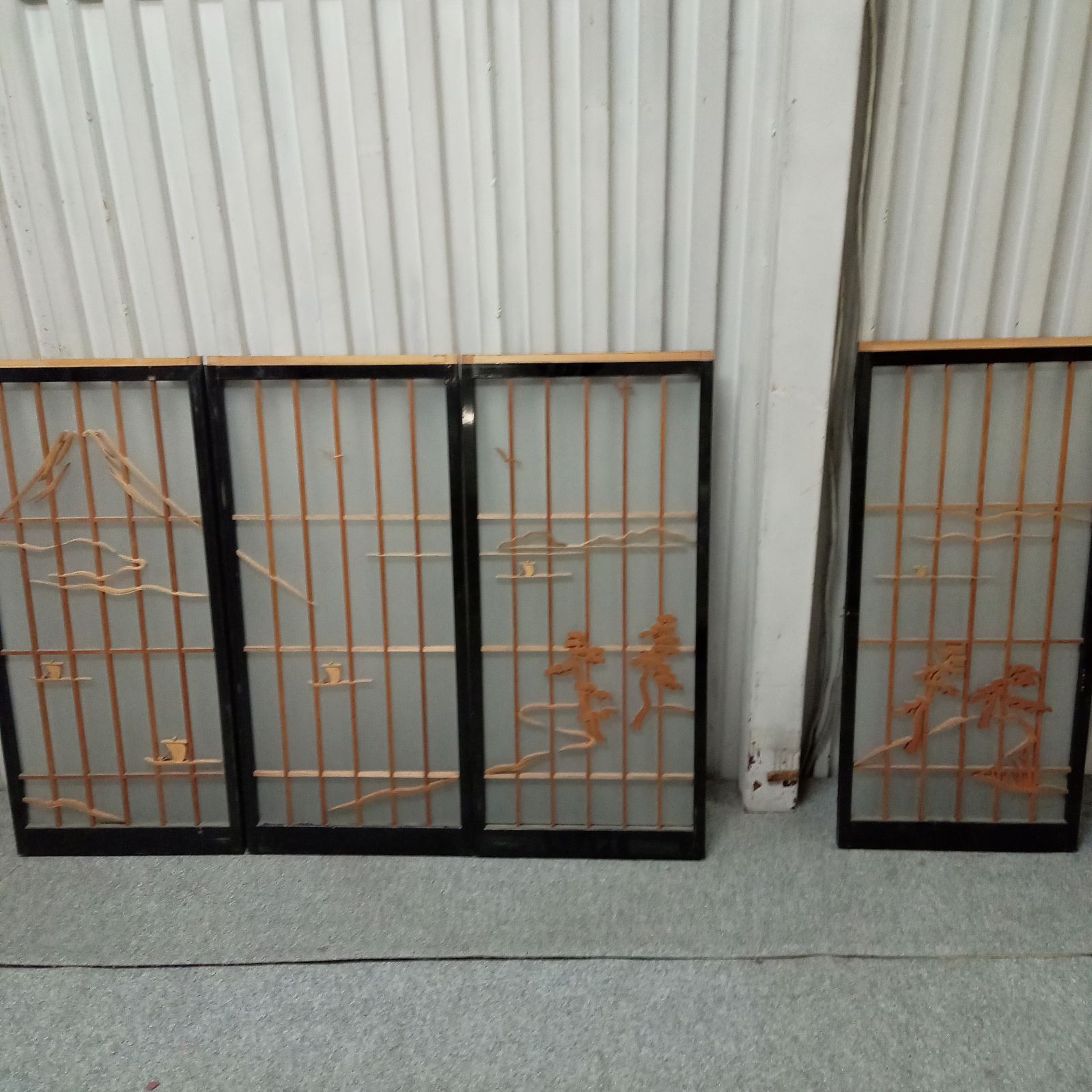 ◯ 建具 書院 ガラス戸 ガラス 4枚セット レトロ 木製 アンティーク 