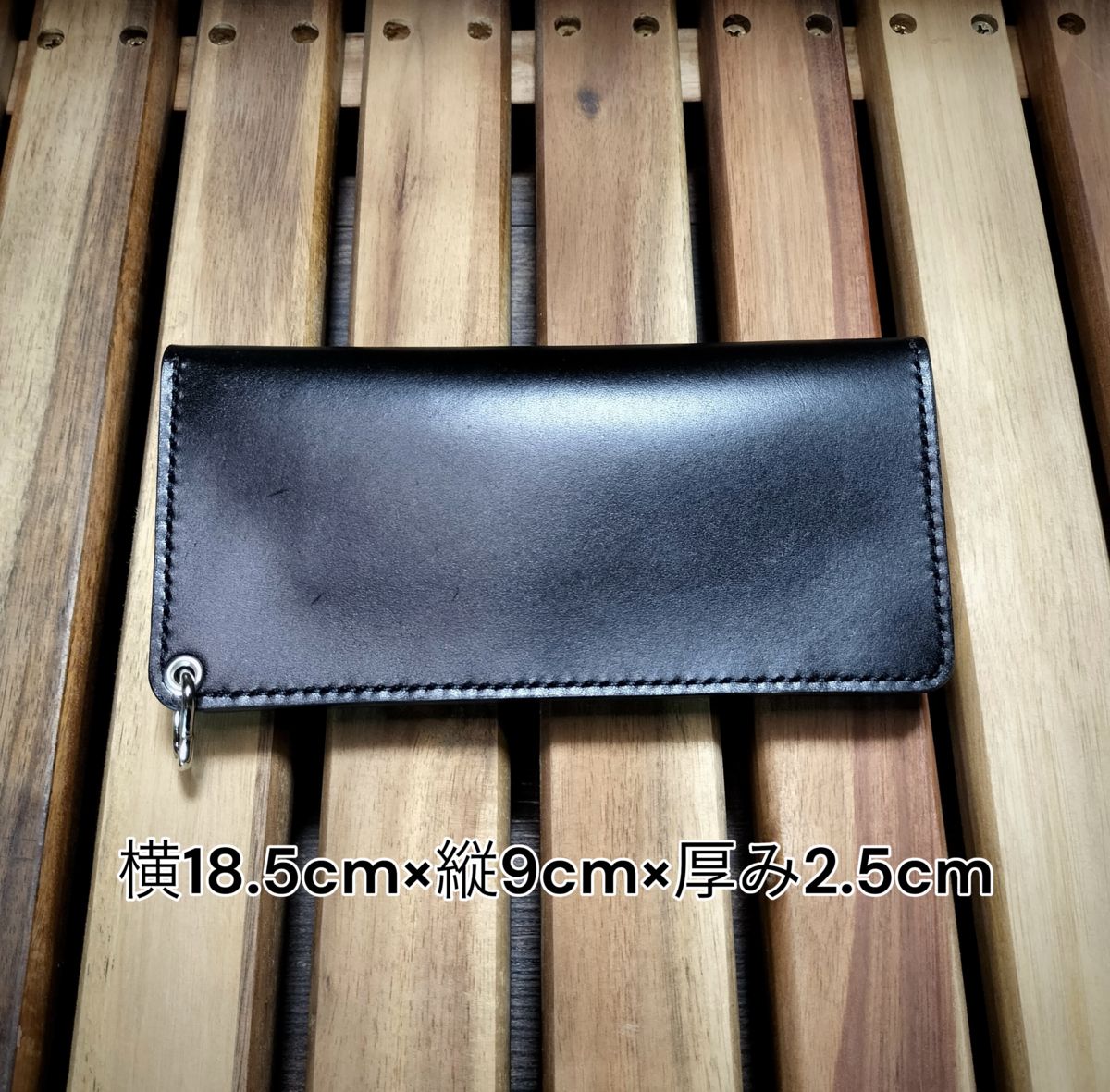 受注製作品 栃木レザー オイルレザー 黒 3層ロングトラッカーウォレット LTW 04 ハンドメイド