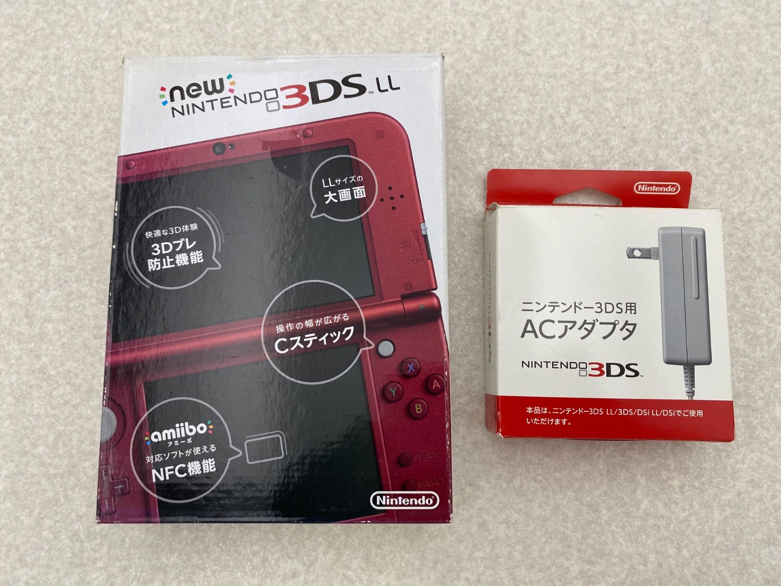 New ニンテンドー3DS LL メタリックレッド 充電器付