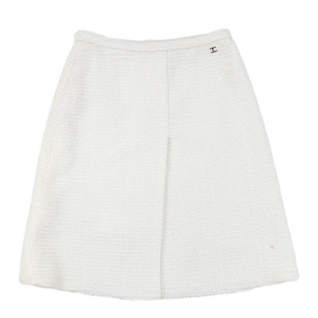 シャネル ホワイトツイードタイトスカート 極美品！CHANEL シャネル ツイード タイトスカート 白ホワイト36