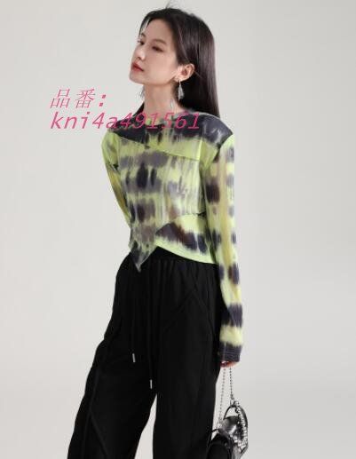 タイダイ変形長袖TシャツロンTトップス韓国レディース kni 4 a 491561