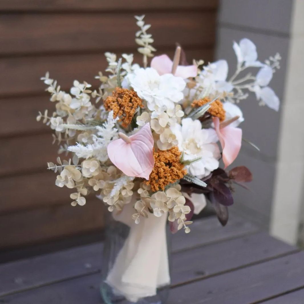 ✿おしゃれなアンティークピンク　ピオニーナチュラルブーケ （造花）新品　未使用品 ✿おしゃれなアンティークピンク ピオニーナチュラルブーケ （造花