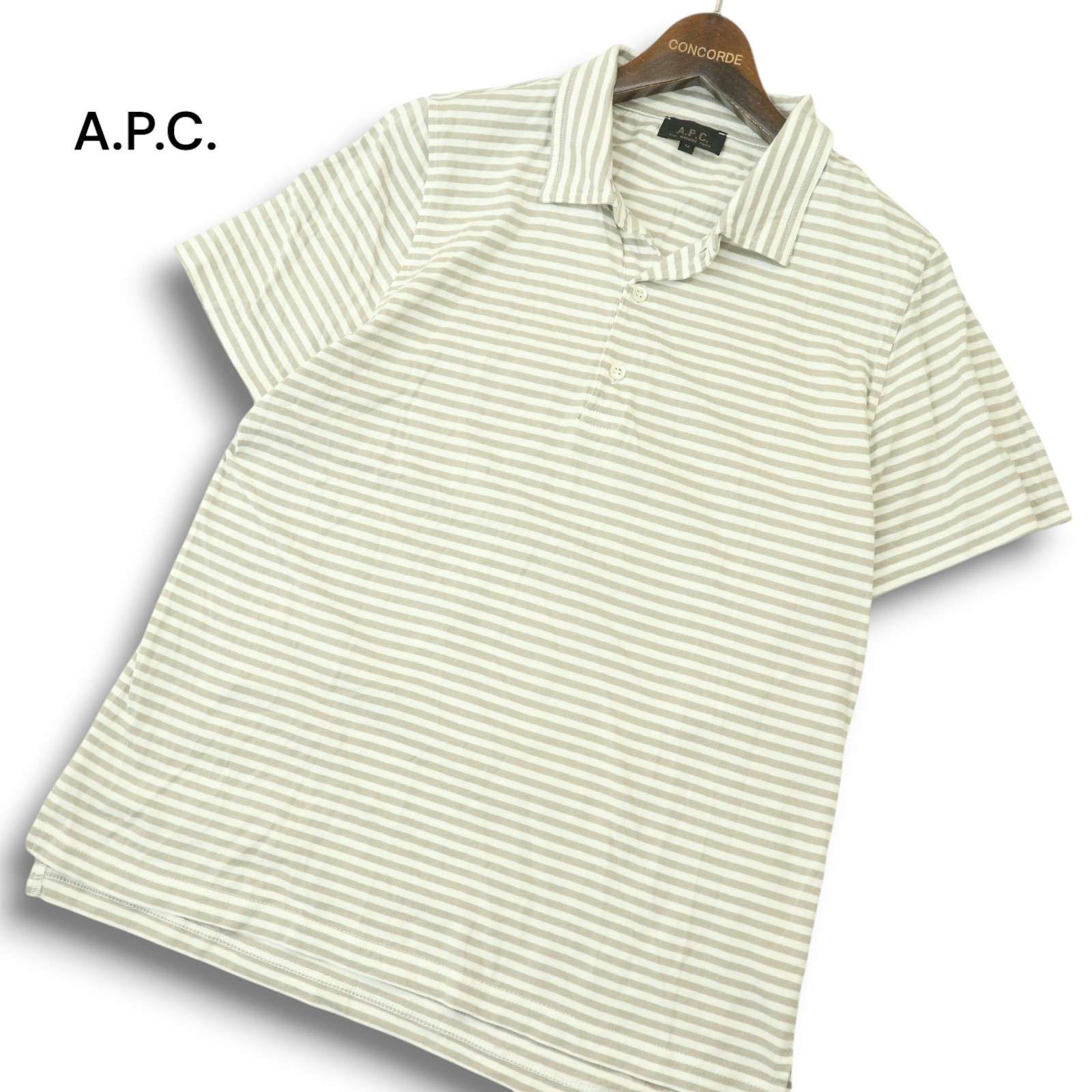A.P.C. アーペーセー 春夏☆ 半袖 ボーダー ポロシャツ Sz.M メンズ 白 