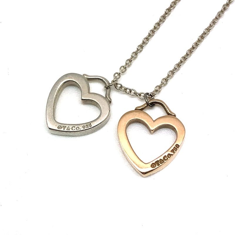 TIFFANY-Co. ティファニー ネックレス ハート センチメンタル ダブルハート シルバー ゴールド 925 750 アクセサリー