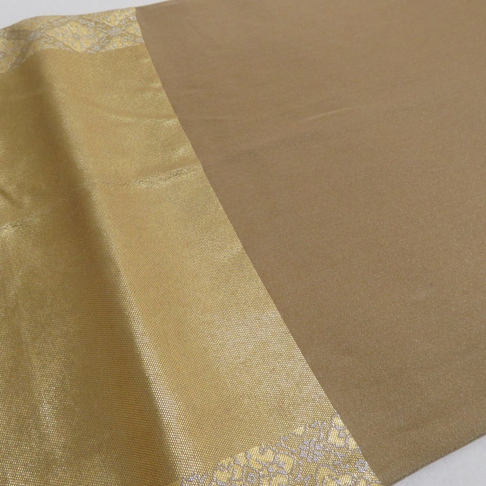 袋帯 繻珍織 本金 金糸銀糸 トルコ風景文様 六通柄 ゴールド色 正絹