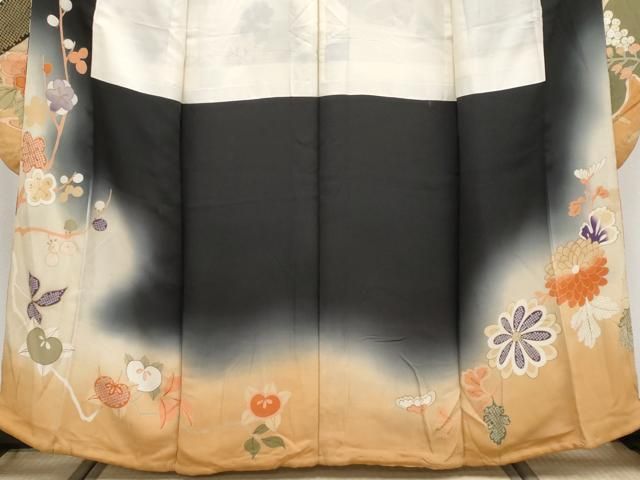 平和屋本店□極上 アンティーク 大正ロマン 振袖 駒刺繍 手描き 飛鶴貝