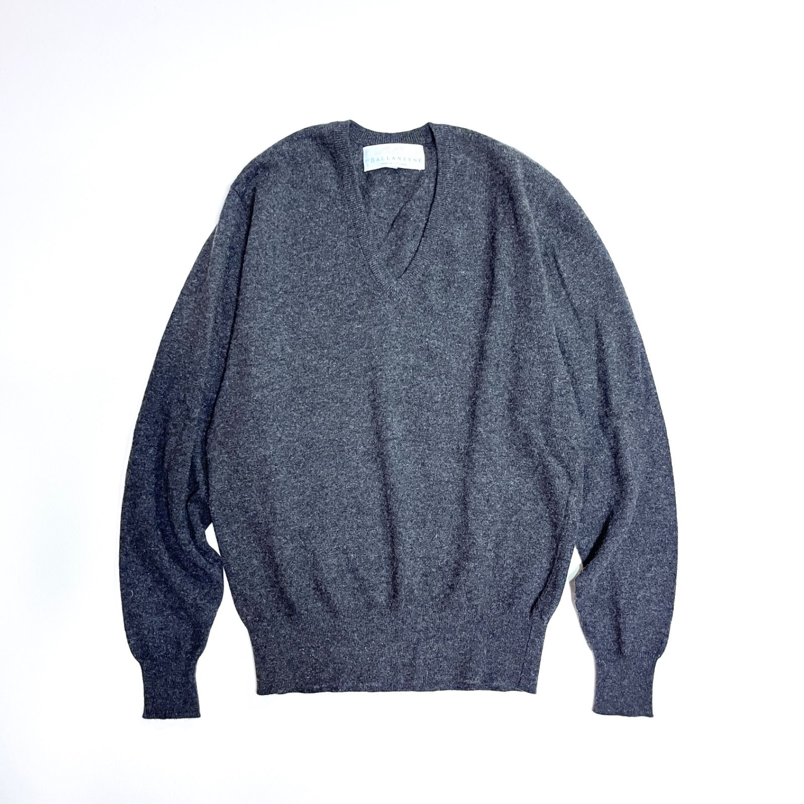 値下げ チャコールグレー スコットランド製 BALLANTYNE カシミヤニット cj66 BALLANTYNE CASHMERE カシミヤ100% Vネック セーター 長袖 ニット