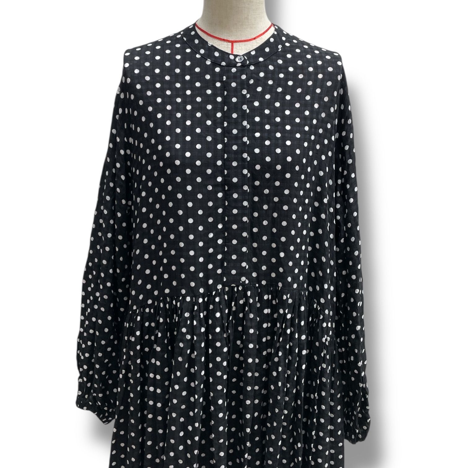 BEARDSLEY ビアズリー ドットギャザーワンピース ドレス ロング