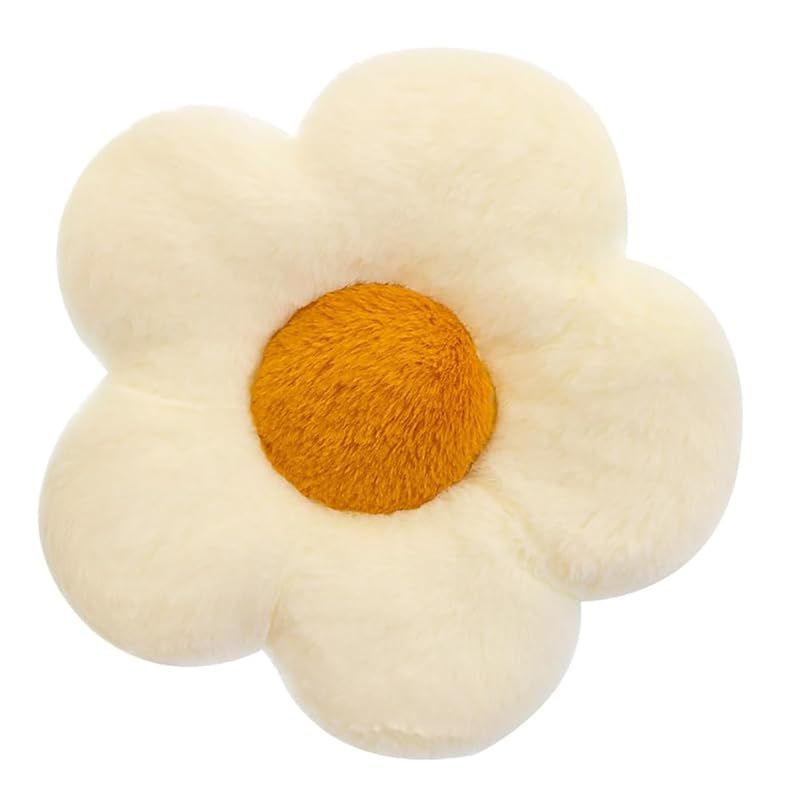 【在庫セール】座布団 可愛い ざぶとん 花 クッション ふわふわ抱き枕 フロアクッション 厚め 座り心地いい オフィス用クッション 椅子用 (ホワイト2)