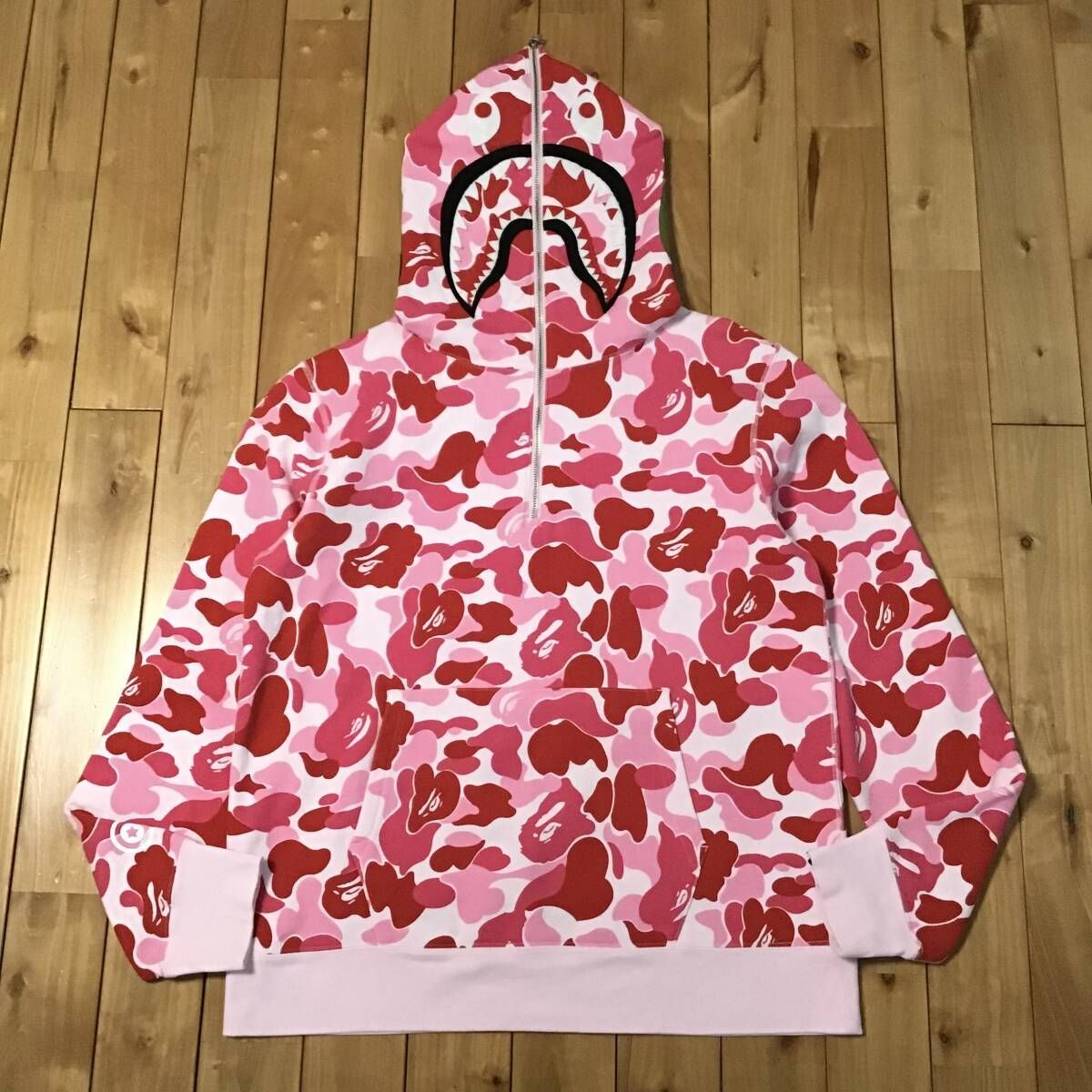 ABC camo Pink ハーフジップ シャーク パーカー Lサイズ shark half 