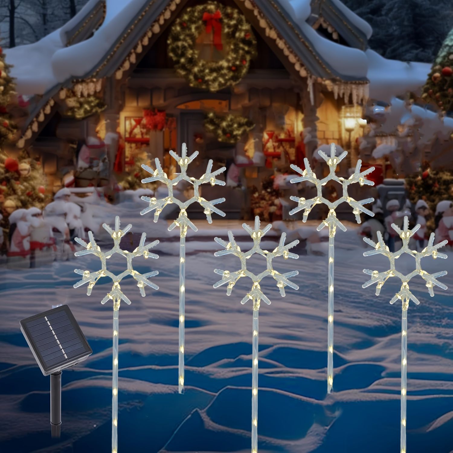 ソーラーライト ガーデンライト ガーデンオーナメント 雪の結晶型 冬インテリア 癒しグッズ ガーデニング お庭 玄関ライト 園芸装飾 インテリア オシャレ 防水 プラスチック ギフト プレゼント ガーデンステーク ガーデンピック NEXPOTALLINN_EU
