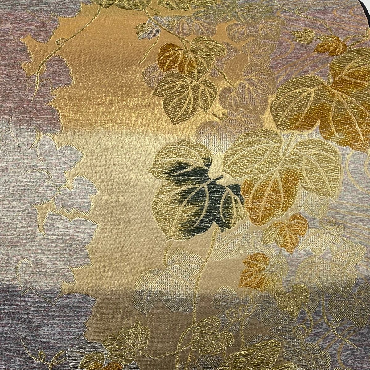 袋帯 秀品 蔦 波 金銀糸 薄紫 六通 正絹