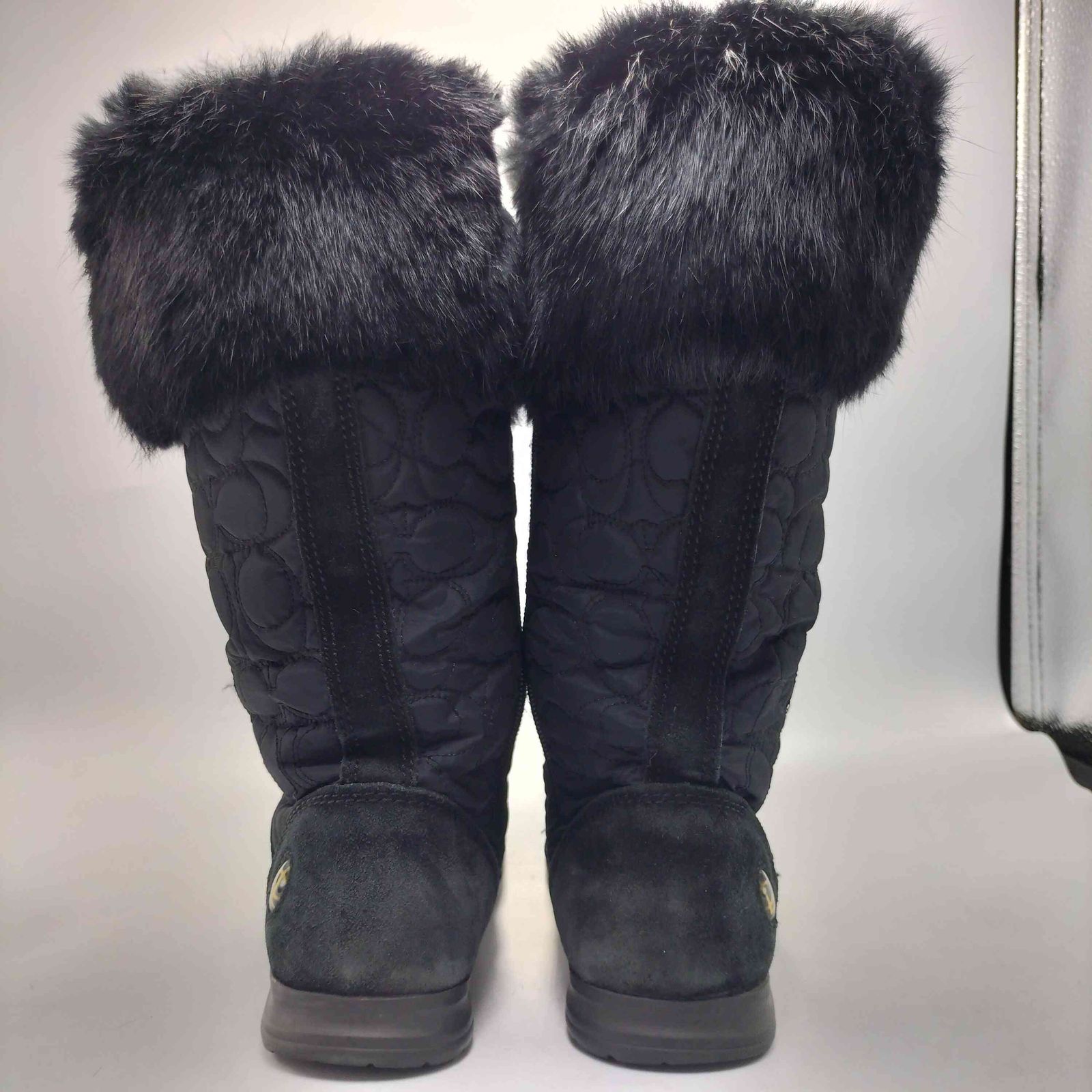 コーチ COACH シグネーチャー ファー付きブーツ ロング サイズ6