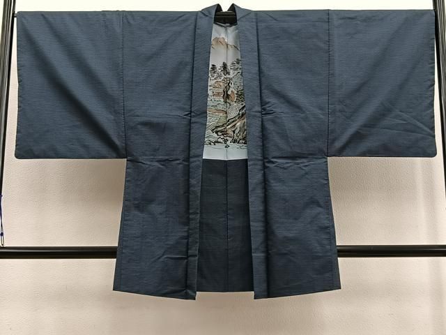 【大型本】絣　本 平和屋着物○本場大島紬 一元絣 間道 正絹 逸品 AAAZ3005np