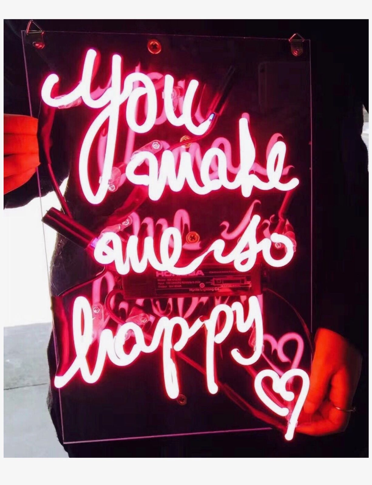 ネオンサイン　ネオン管　オーダーメイド　オリジナル　 『you make me so happy』 ネオン 管 広告用 看板 NEON SIGN  ギフト 省エネ 恋人 バー カフェ 喫茶店 クラブ 娯楽場所 インテリア 11*9インチ　ピンク