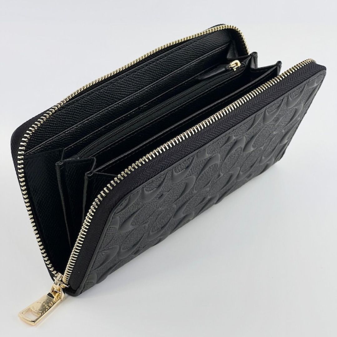 COACH】 新品 未使用 コーチ 長財布 シグネチャー ブラック 黒 ロゴ型 