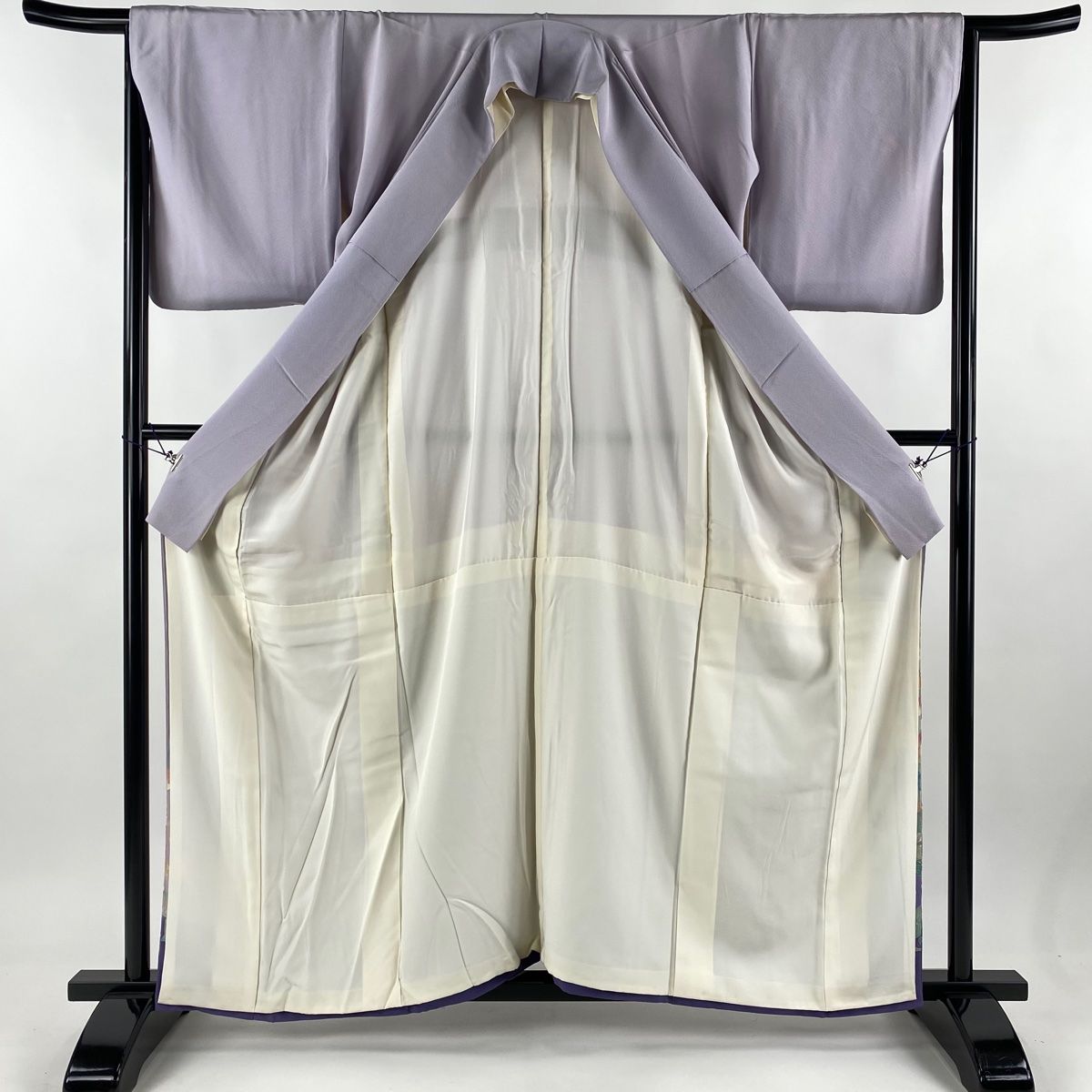 色留袖 身丈160.5cm 裄丈65cm M 袷 百貫華峰 落款 枝花 草花 染め分け  