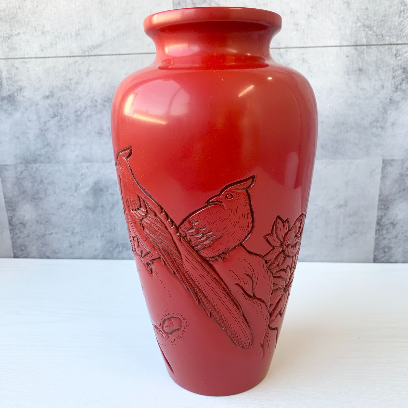 赤漆 花瓶 朱雀 伝統工芸