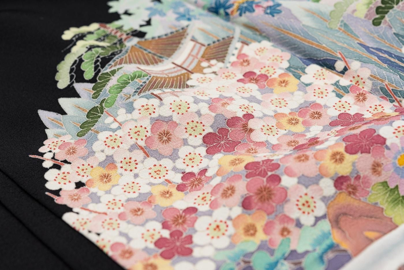 単衣 黒留袖 本場加賀友禅 土田双園 花と楼閣 - メルカリ