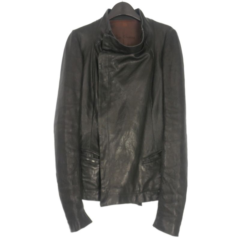 リックオウエンス Rick Owens 00 ドレープ ライダース レザージャケット コート 38 ブラック 黒 RO5731 正規