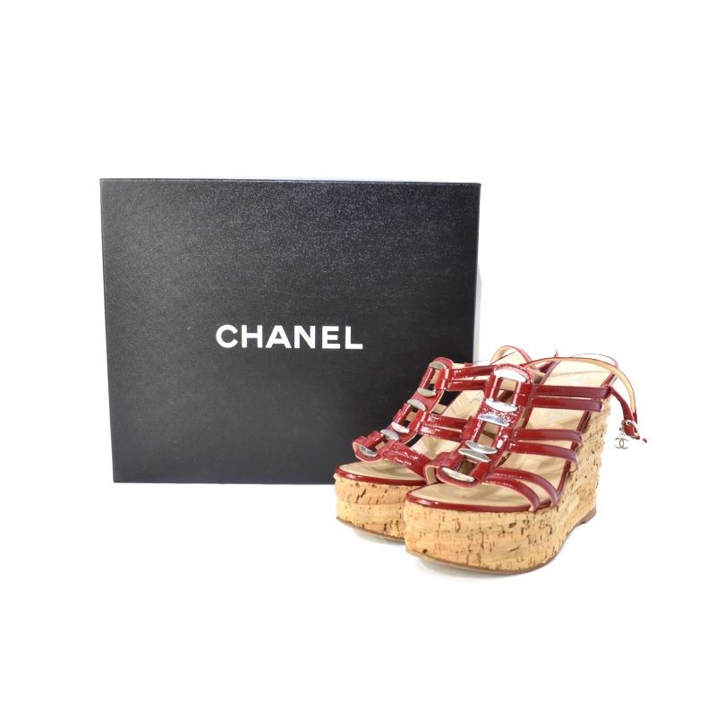 美品 CHANEL ウエッジ エナメル サンダル 36C 22.5 23 楽天市場】シャネル ウエッジの通販