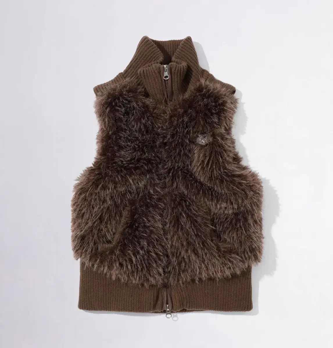 SCULPTOR スカルプター Faux Fur Zip ー Up Vest Brown ベスト ファーベスト