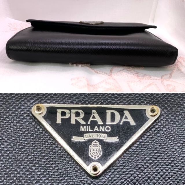 PRADA プラダ サフィアーノ 三つ折り財布 折財布 三角プレート 三角