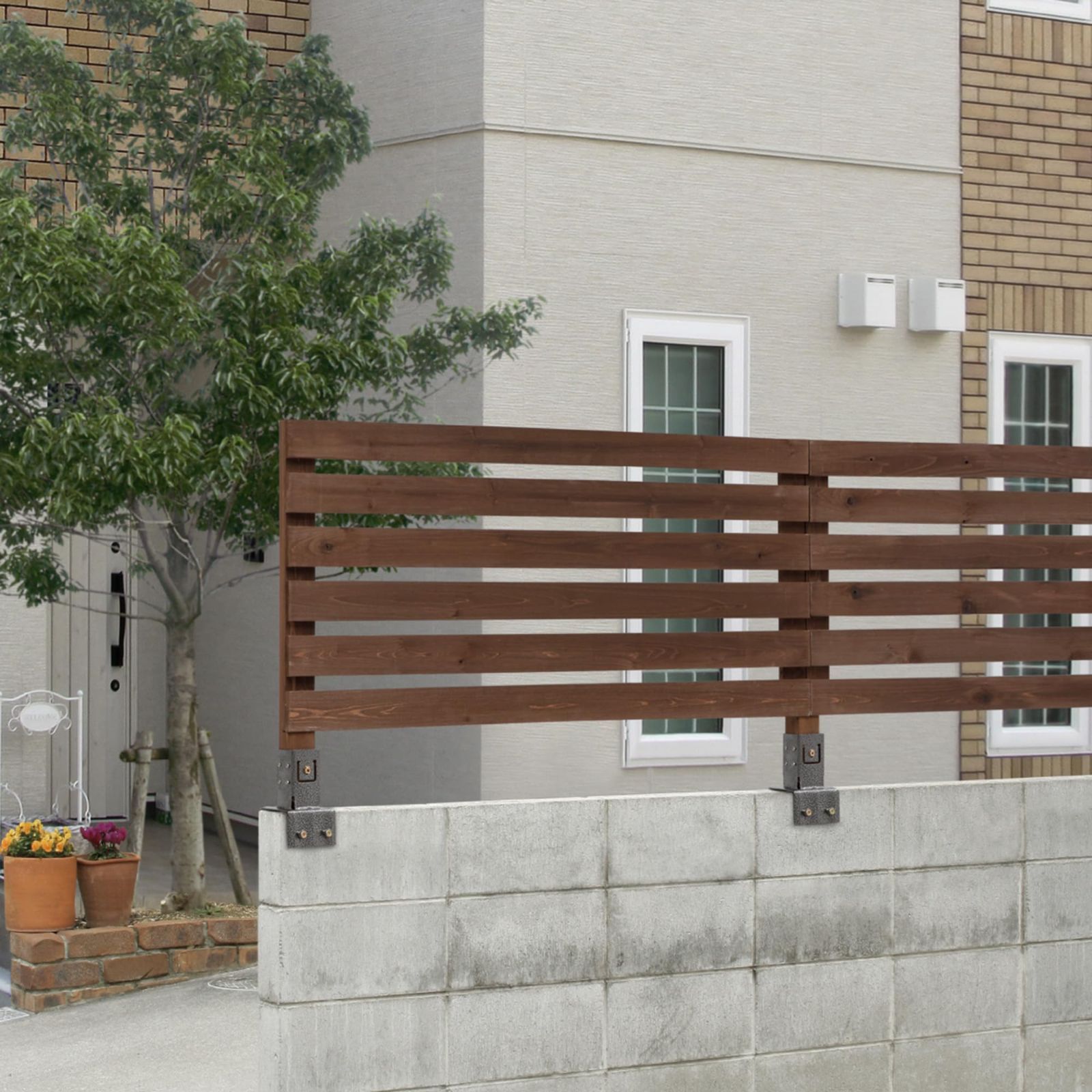 タカショー ボーダーフェンス 120×60cm 天然木 ブラウン おしゃれ 目隠し 庭 ガーデン