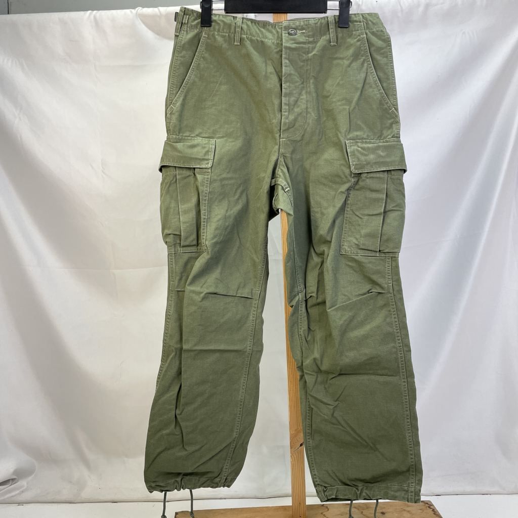 01w-5229 TCU ジャングルファティーグパンツ リップストップ 3rd ミリタリーカーゴパンツ ボタンフライ カーキ サイズM メンズ パンツ コットン 8405-935-3308 品