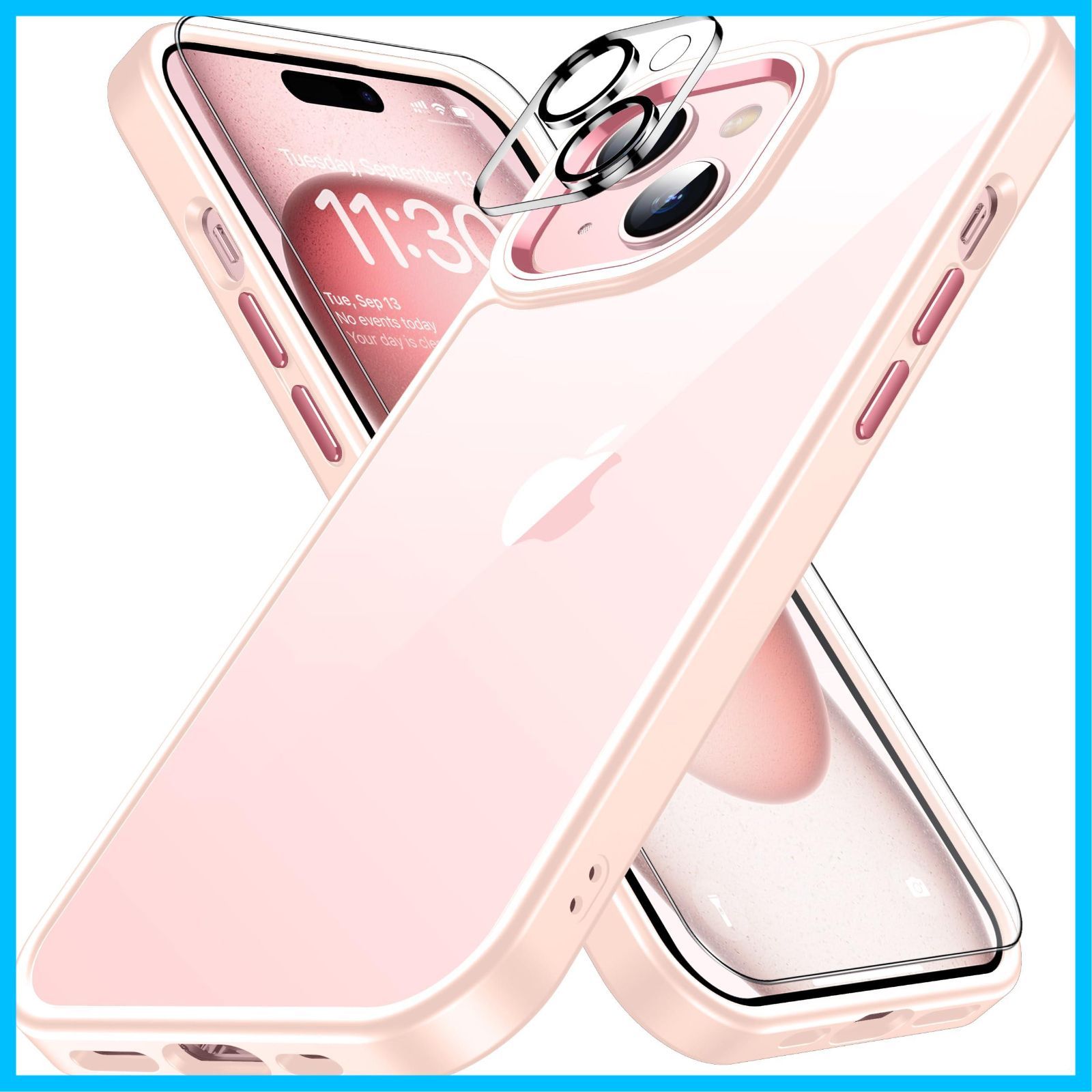【新着商品】iphone15 用 ケース ピンク 耐衝撃 カメラレンズ保護付き アイフォン15 用 ケース 米軍MIL規格 耐久性 黄ばみ防止 アイホン15 用 ケース ワイヤレス充電対応 対応 SGS認証 スマホケー
