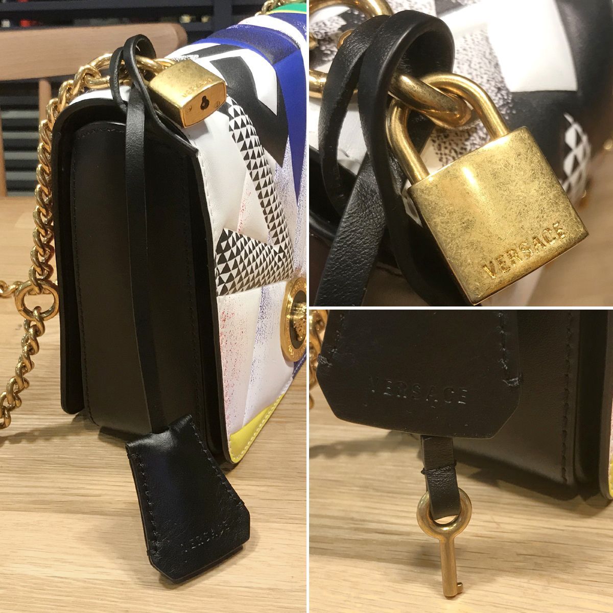 ヴェルサーチ　VERSACE 花柄　ショルダーバッグ　メデューサ　ゴールド 新品同様】ヴェルサーチ チェーンショルダーバッグ メデューサ