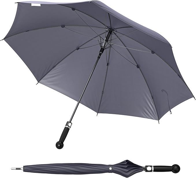 Security Umbrella アンブレラ 自衛用 丈夫なウォーキングスティック傘 ドイツ製の木製ハンドル メンズ ブラック レギュラーサイズ