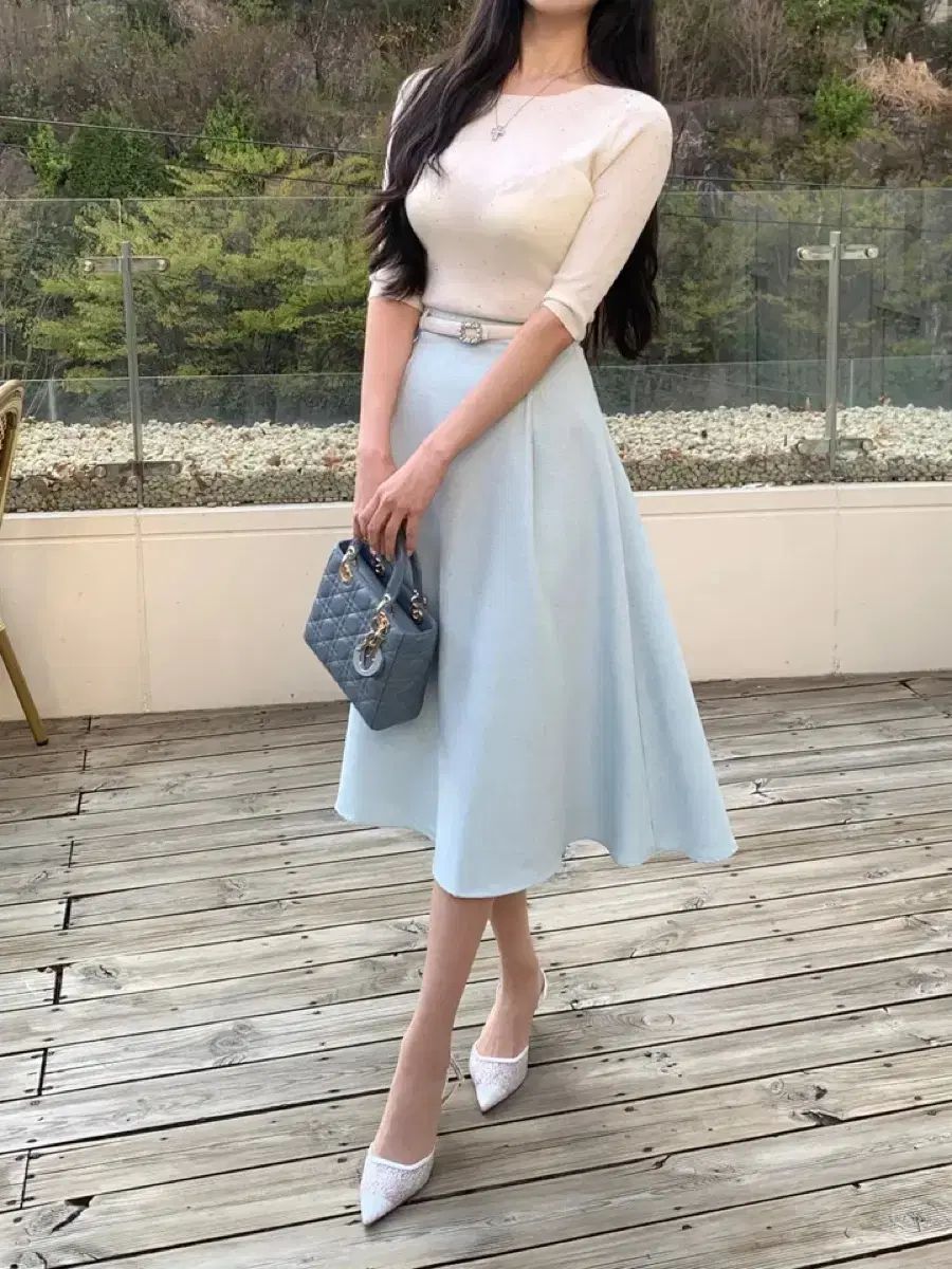 ディアマンテ スカイブルー フ ロング丈スカート s