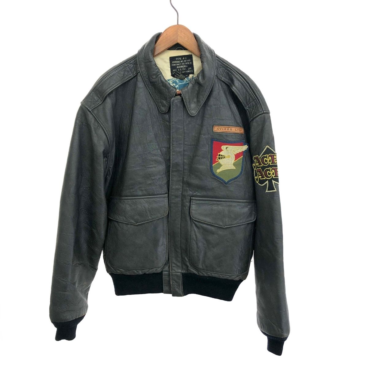 AVIREX アヴィレックス A-2 レザー ジャケット S ブラック メンズ