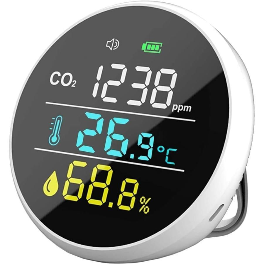 CO2測定器 二酸化炭素濃度計 二酸化炭素検出器 センサー CO2メーターモニター 空気質検知器 高精度 ポータブル 測定器 USB給電 検測機 リアルタイム監視 温/湿度