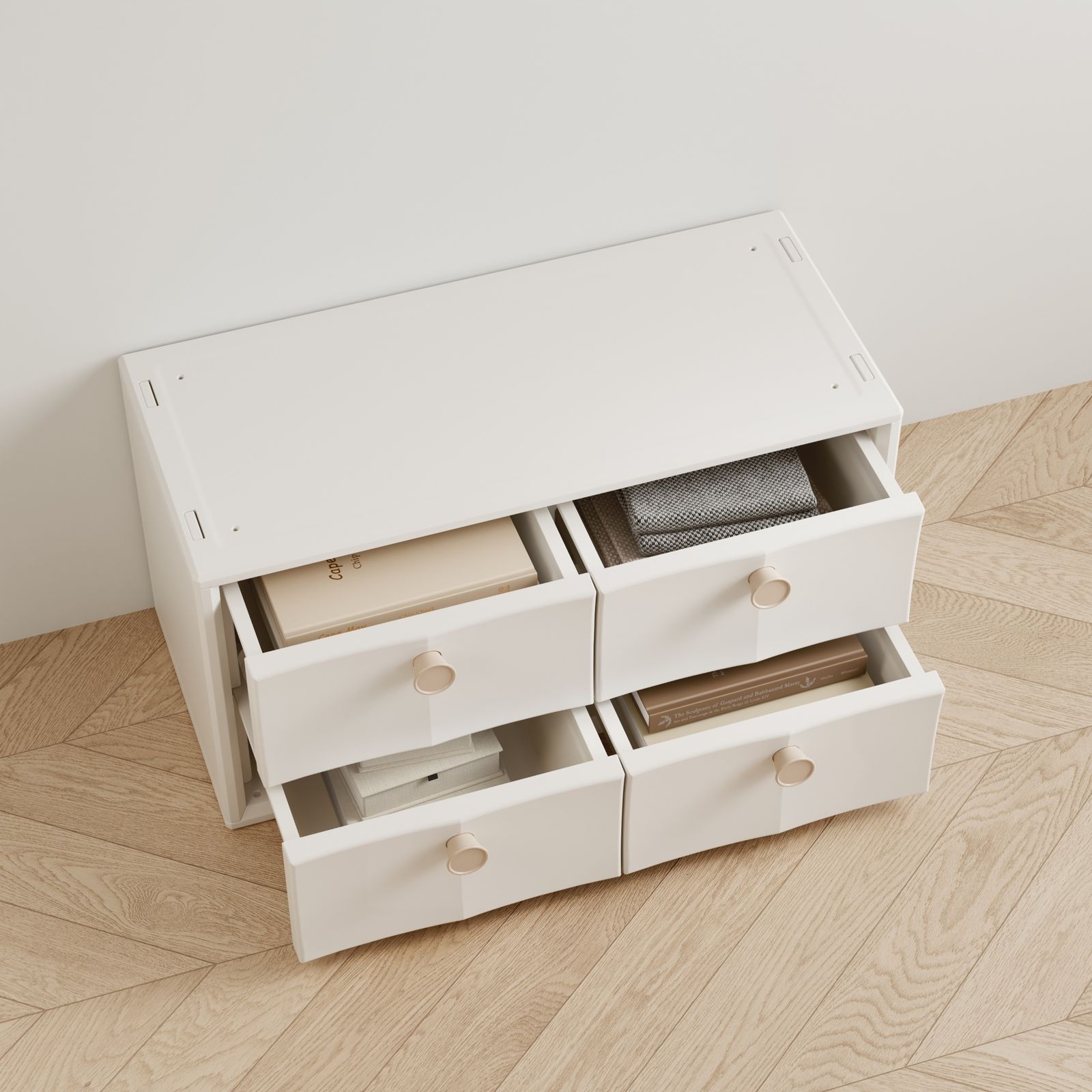 積み重ね収納 収納棚 扉付き おもちゃ箱 幅74cm 前開き キャビネット