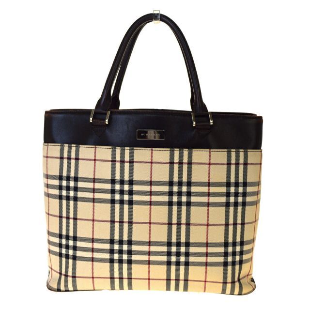 【中古】 バーバリー・ブルー・レーベル(Burberry Blue Label) ノヴァ　チェック キャンバス トートバッグ ベージュ 08PA083