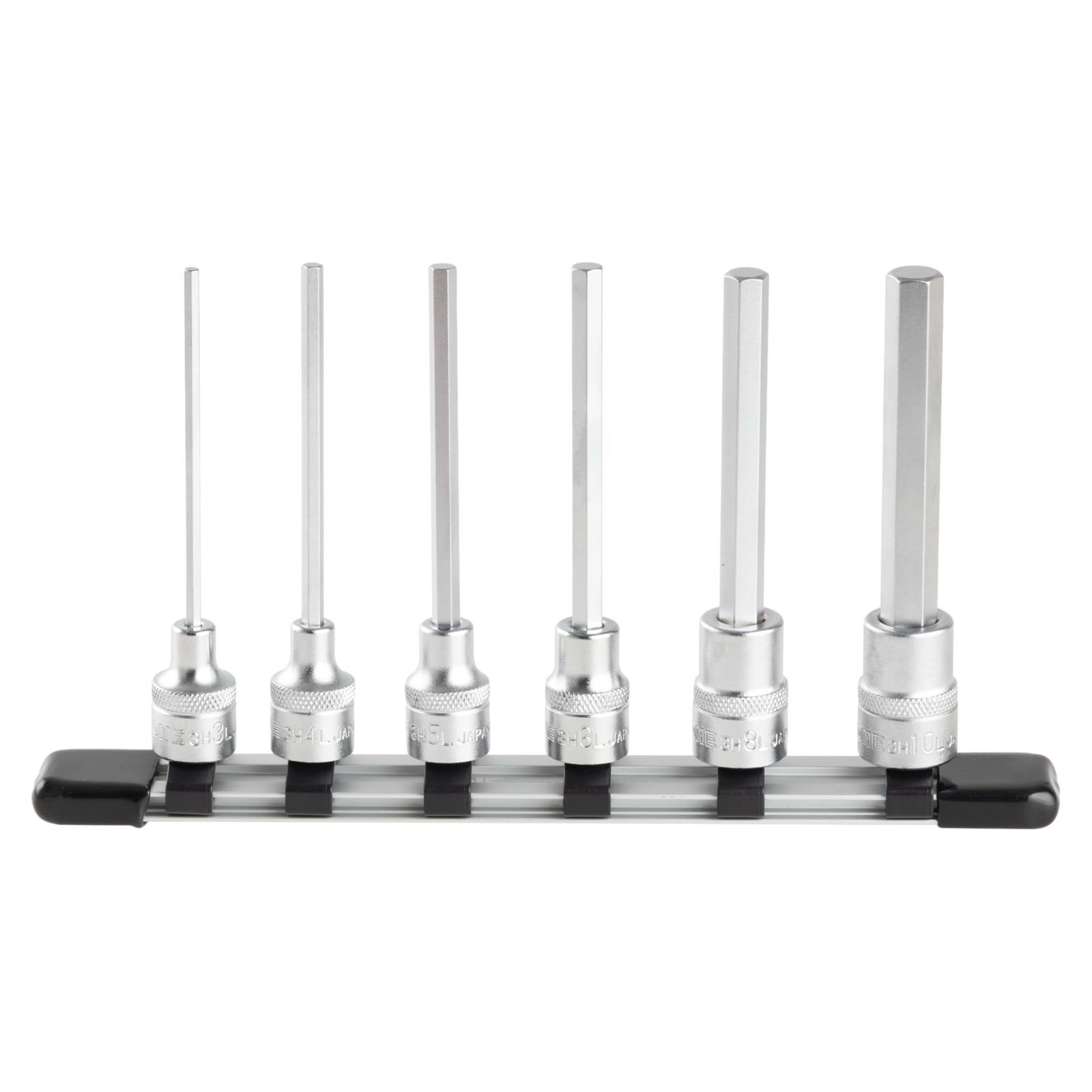 HH306L:内容6点 トネ(TONE) ロングヘキサゴンソケットセット(ホルダー付) HH306L 差込角9.5mm(3/8＂) 内容6点