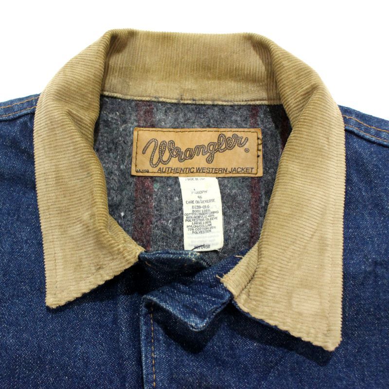 80s USA製 vintage Wrangler 裏地ブランケット デニムジャケット