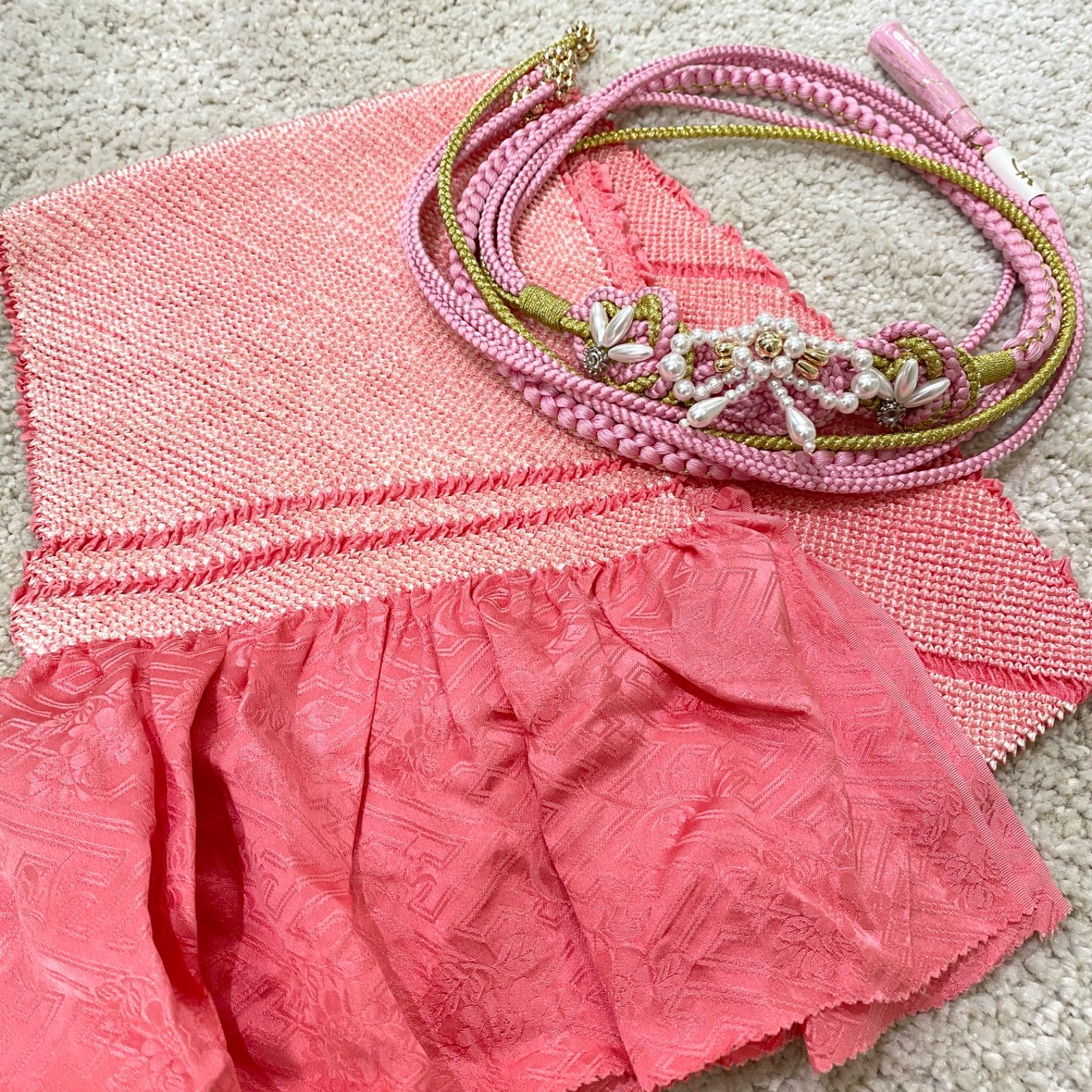 ♦︎臙脂色振袖♦︎金彩加工♦︎豪華刺繍♦︎牡丹紋♦︎成人式♦︎フルセット♦︎フルオーダー 振袖 6点 セット 成人式 赤 ラメ入り 牡丹 王道 振袖 フルセット