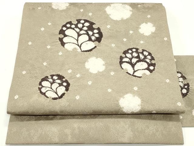 平和屋着物○八寸名古屋帯 紬地 草花文 正絹 逸品 DAAX0116cm